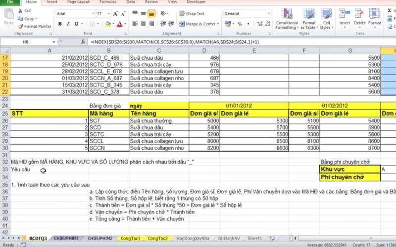 quản lý doanh thu bằng excel