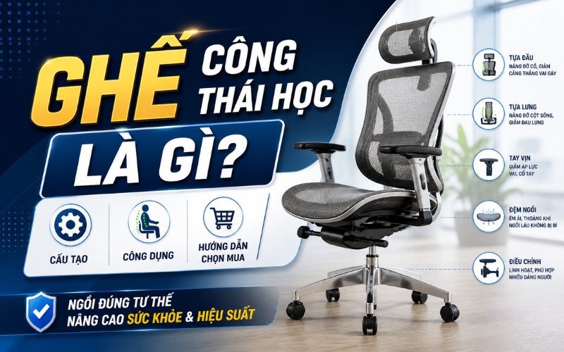 Ghế Công Thái Học Là Gì? Cấu Tạo, Công Dụng & Hướng Dẫn Chọn Mua